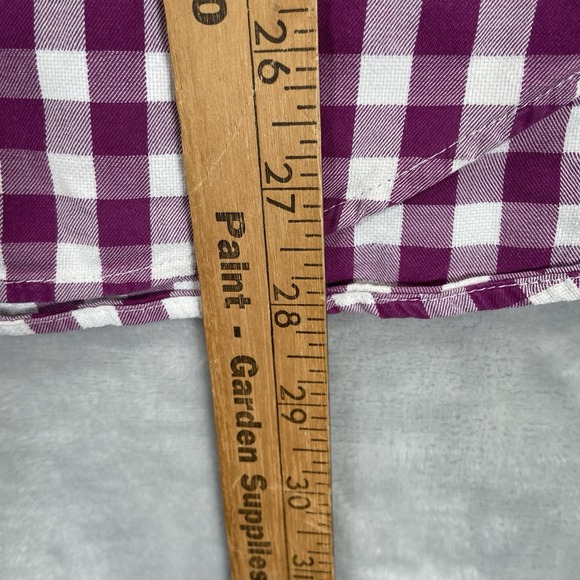 Burberry Brit Shirt men's Large Button Up Plaid Purple Long Sleeve 100% Cotton - Picture 12 of 13